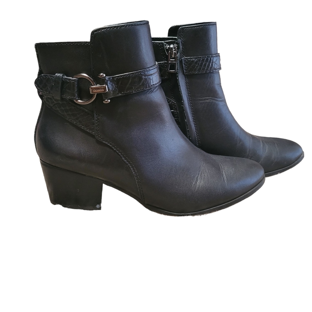 Coach Black Leather Paulina Ankle Boots